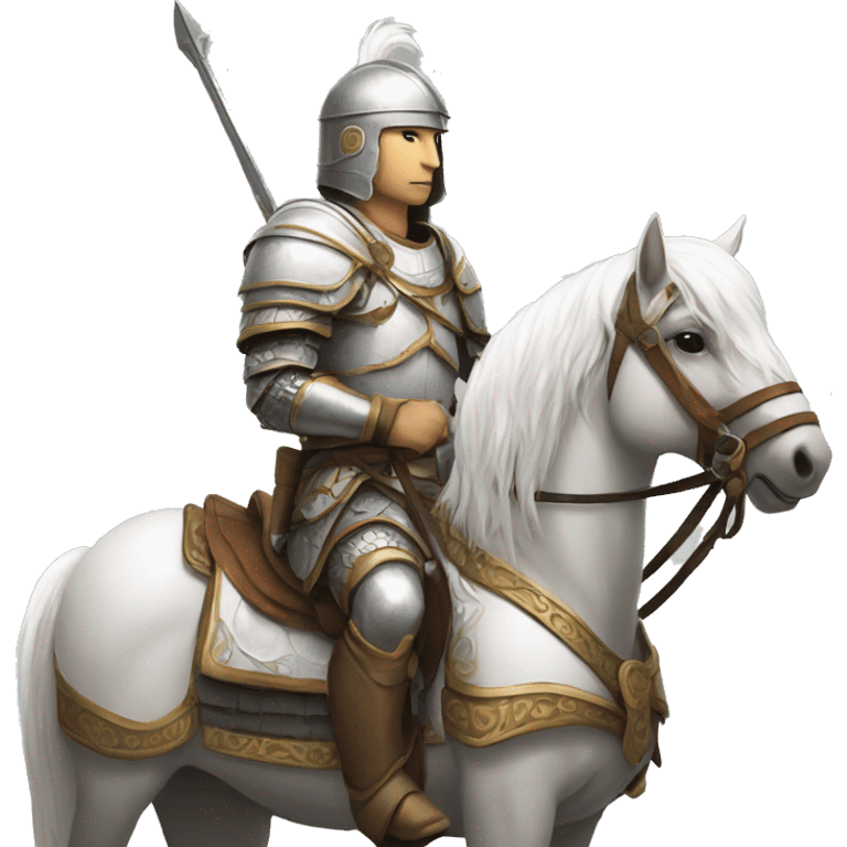 a white avar nomadic soldier on a horse from the side with little armor on emoji