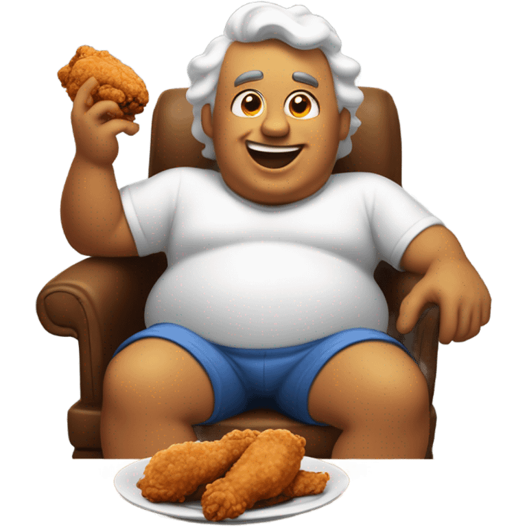 Fat man eating fried chicken emoji