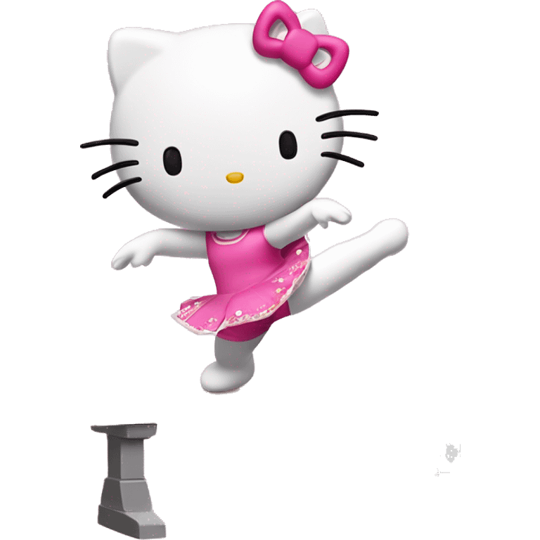 hello kitty doing splits on balance beam gymnastics emoji