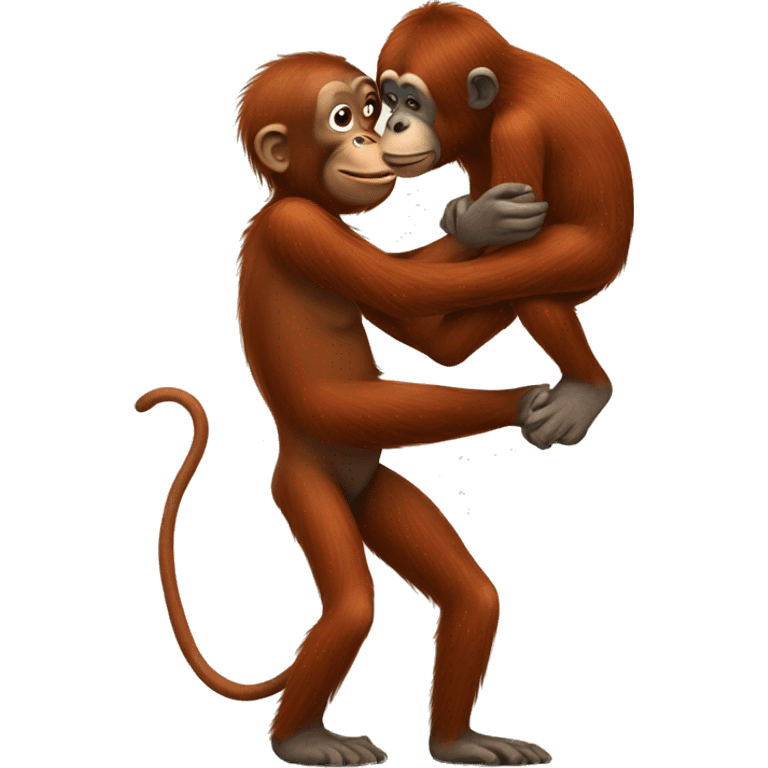 Orangutan kissing monkey emoji