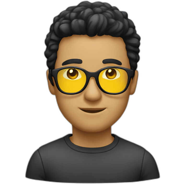 Man with yellow tinted glasses and black hair  emoji