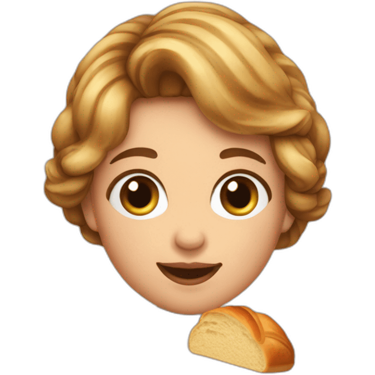 Tête petite fille avec 3 couettes qui mange un croissant  emoji