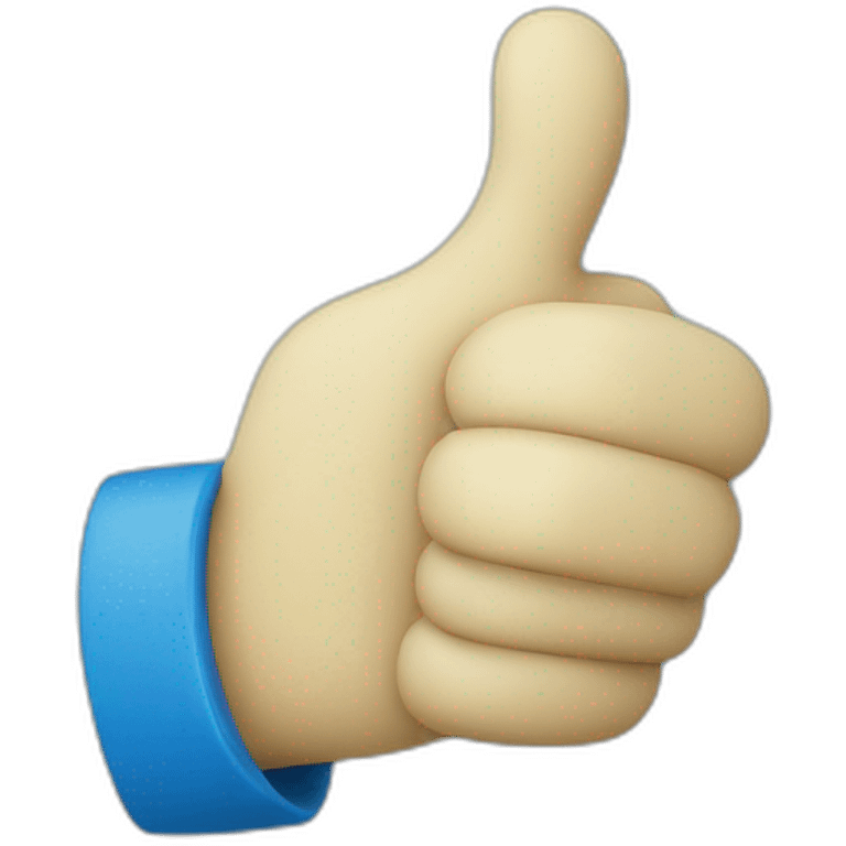 a hand wearing a blue latex glove thumbs up emoji