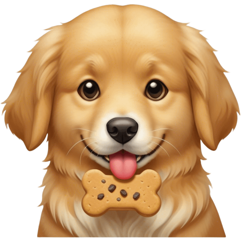 Cute dog with a dog treat in its mouth emoji