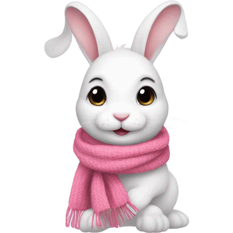 white bunny with pink scarf emoji