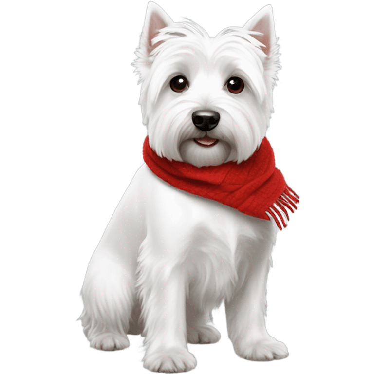 A West Highland White Terrier wearing a red scarf emoji