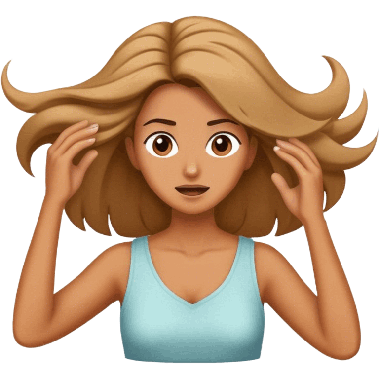 Woman flipping her hair and telling a dramatic story emoji