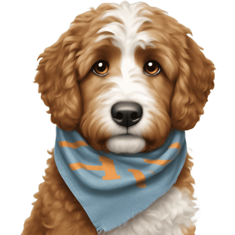 Bernedoodle with University of Tennessee scarf emoji