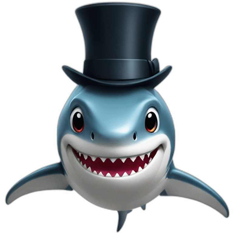 Shark with a top hat emoji