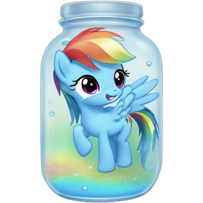 Rainbow dash in jar with with water emoji