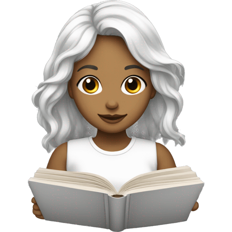 fille blanche cheveux noir énervée qui lis un livre emoji