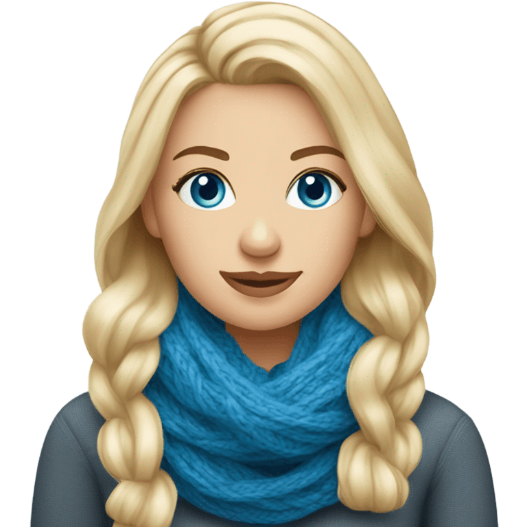 beautiful finnish blonde woman with blue eyes knitting scarf emoji