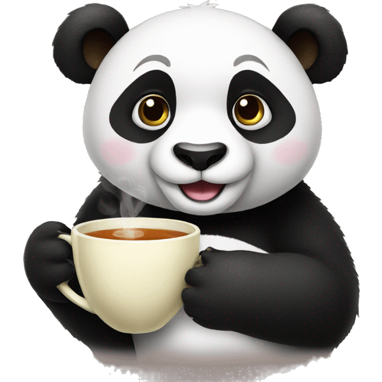 panda holding a cup of tea emoji