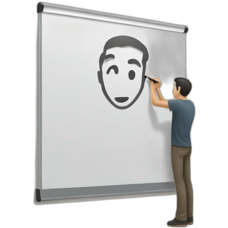 Man writing on a marker board emoji