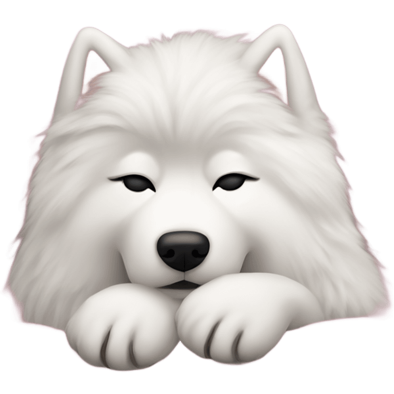 Samoyed sleeping in bed emoji