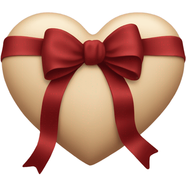 Beige heart with dark red bow emoji