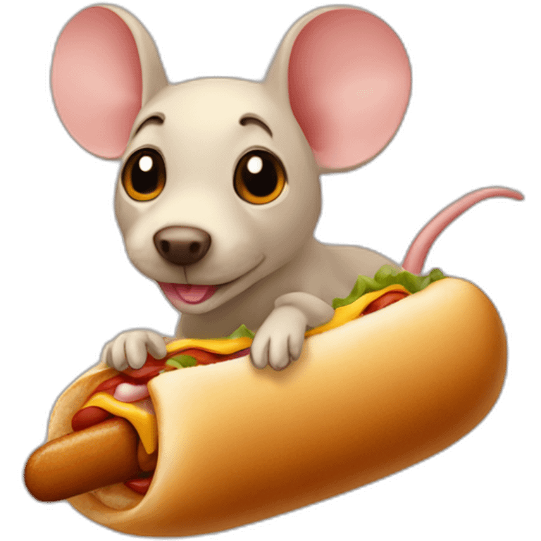 mouse cursor over hotdog emoji