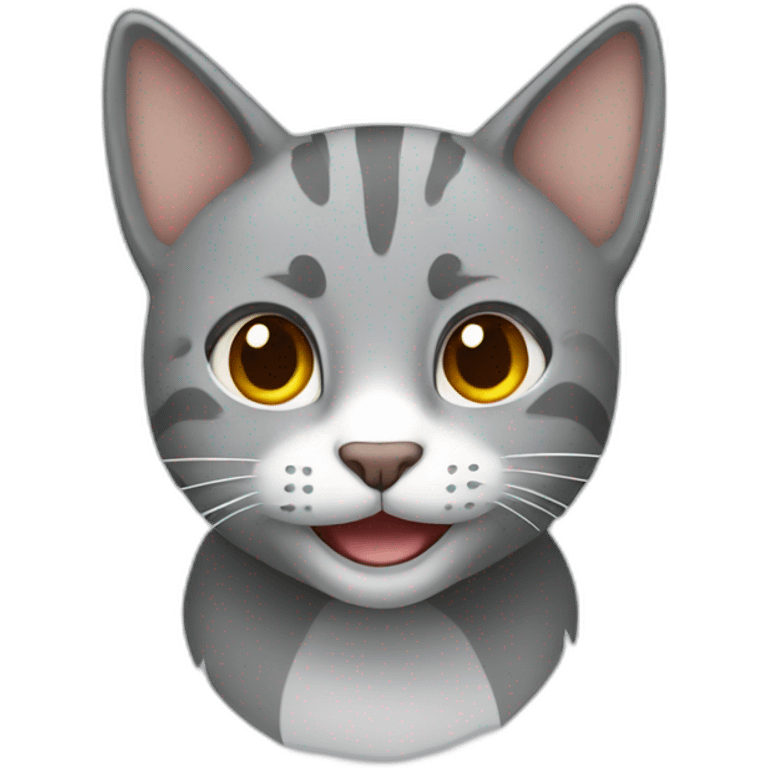 grey cat smiling emoji