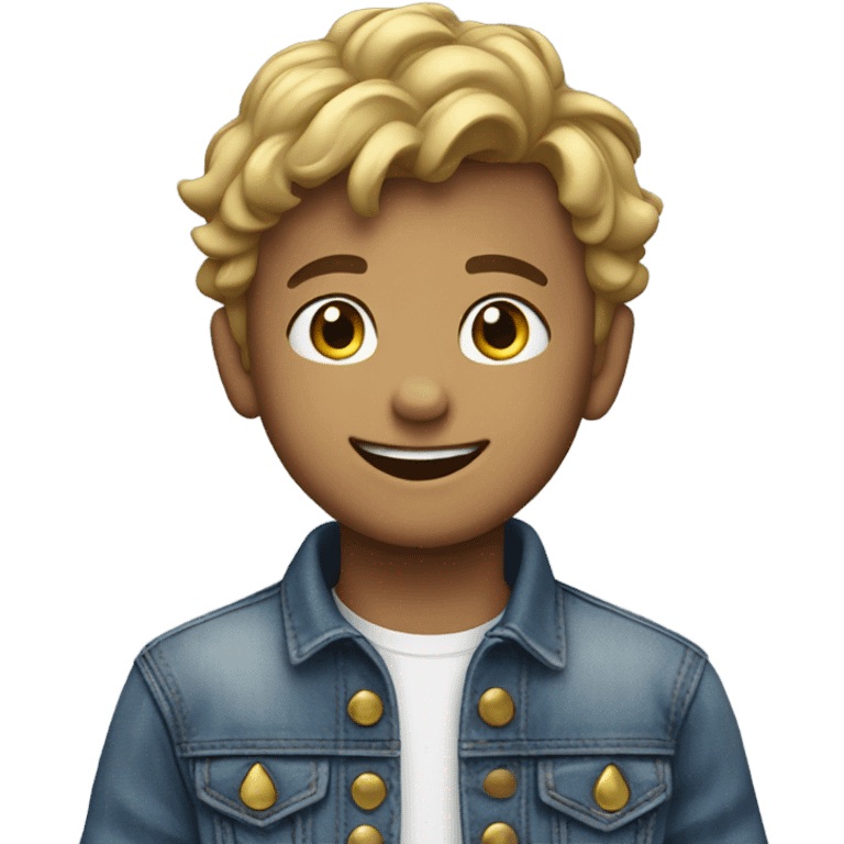 smiling boy in denim jacket emoji