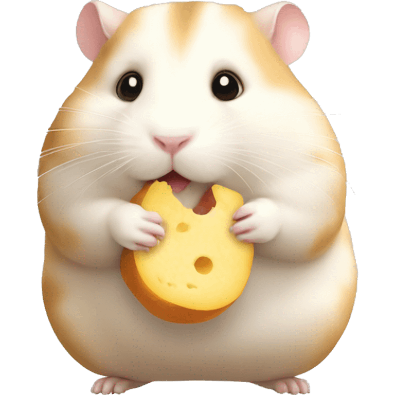 Hamster with chubby cheeks, eating emoji