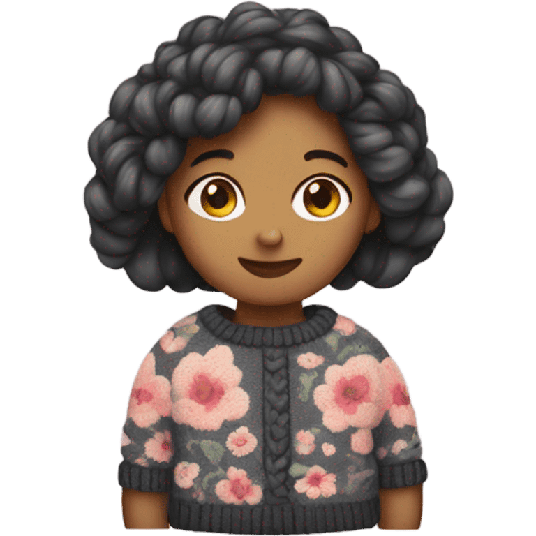 Knit floral sweater girl emoji