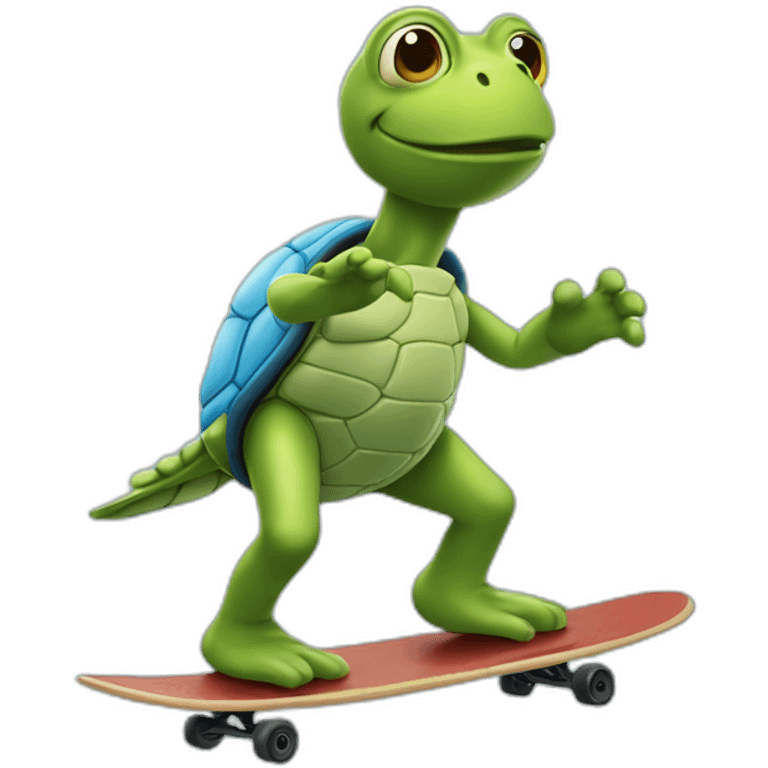 Turte riding a scateboard emoji