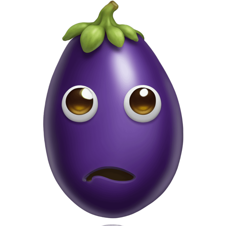 Normal eggplant emoji with two grapes underneath it emoji