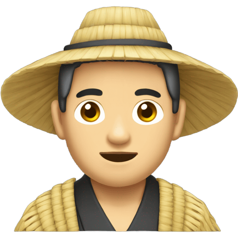 Asian man with straw samurai hat and robe  emoji