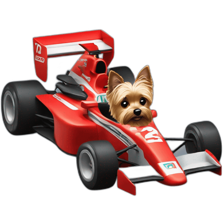 yorkie in red f1 car emoji