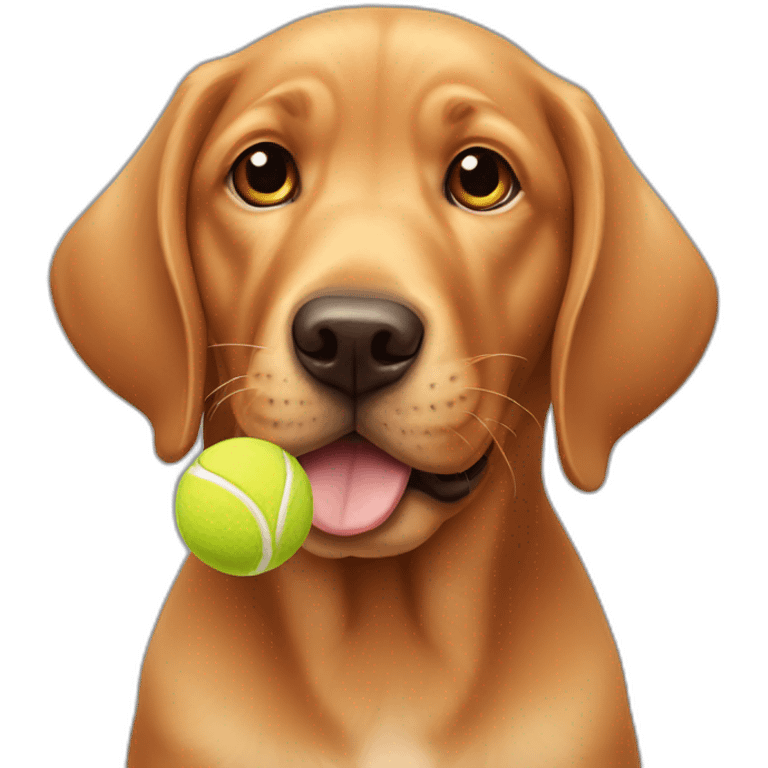 Puppy Red labrador holding a tennis ball on his mouth emoji