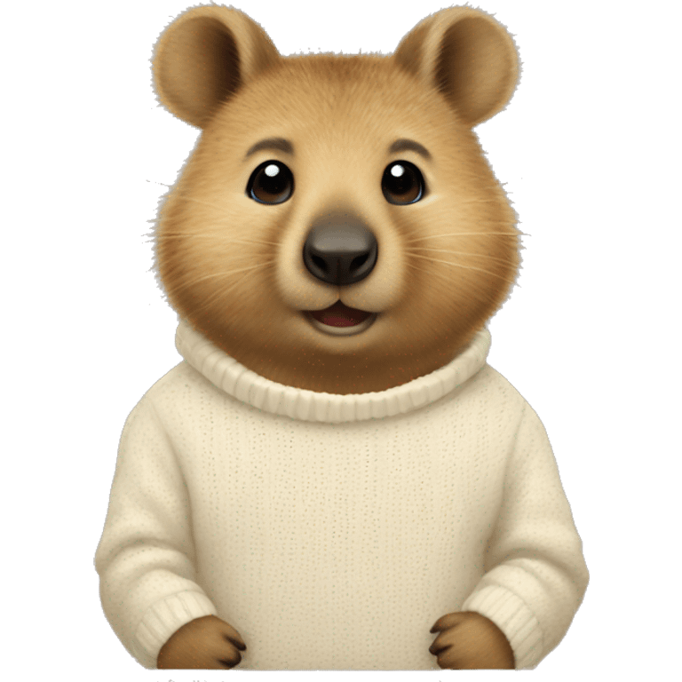 Quokka wearing an ivory sweater emoji