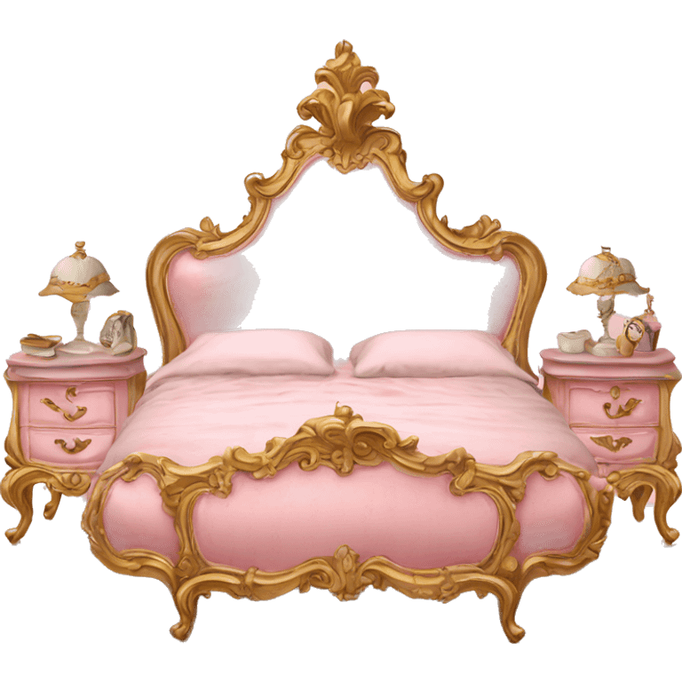 vintage pink and gold rococo bed emoji