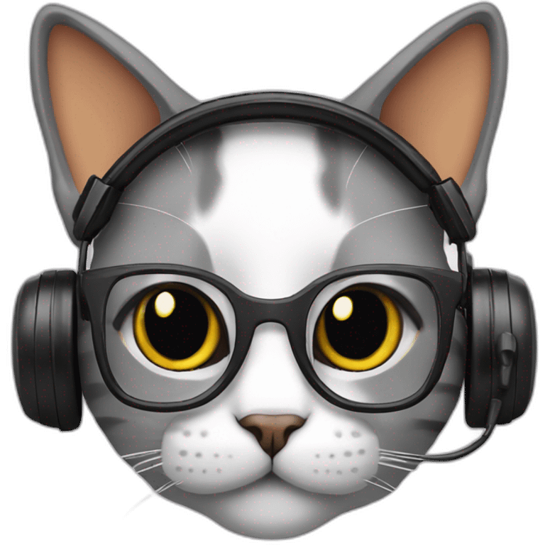 GEEK CAT GAMER HEADSET emoji