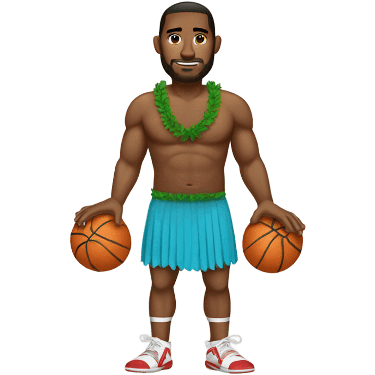 Basketball player wearing a hula skirt emoji