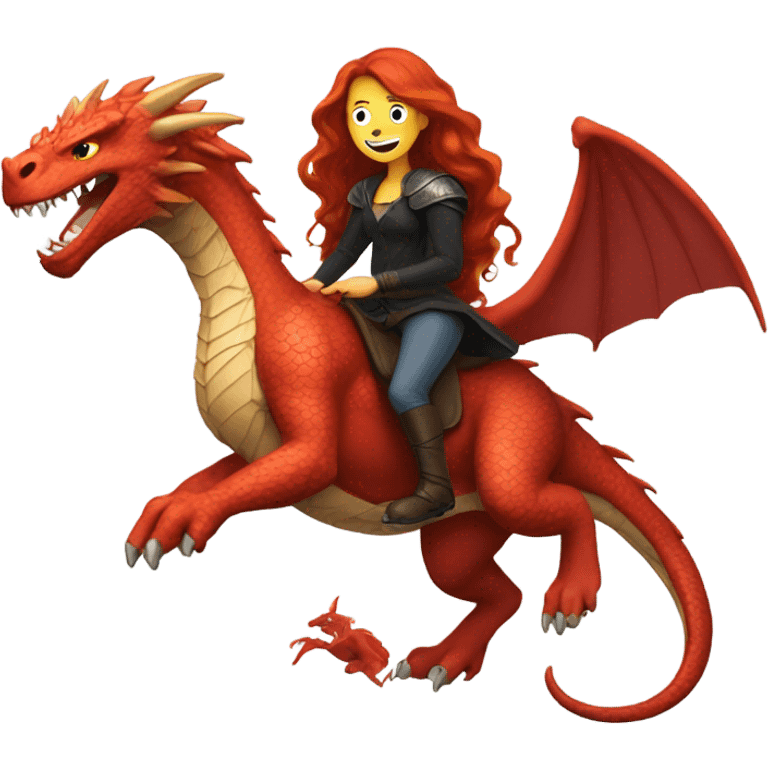 red head long hair girl on dragon protecting a black woman emoji