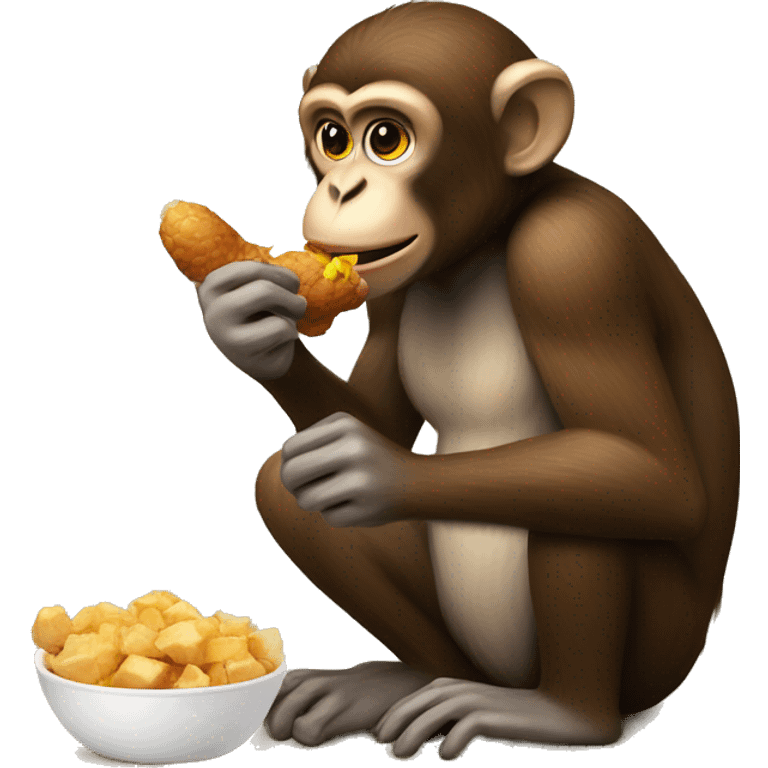 Monkey eating chicken emoji