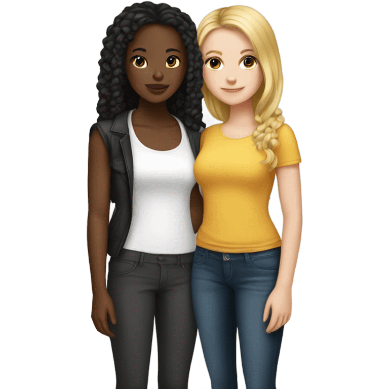 White girl And black girl bff  emoji