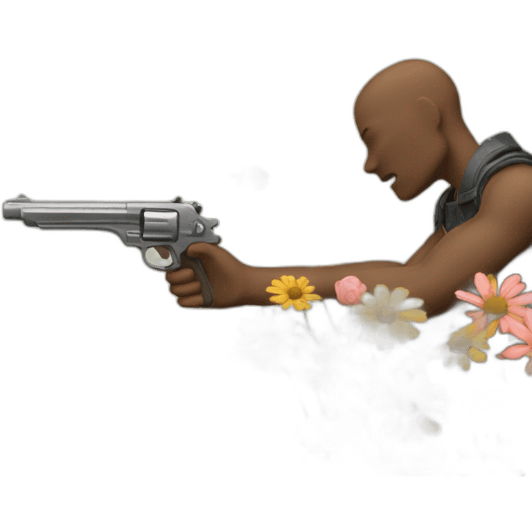 A gun shooting flowers emoji