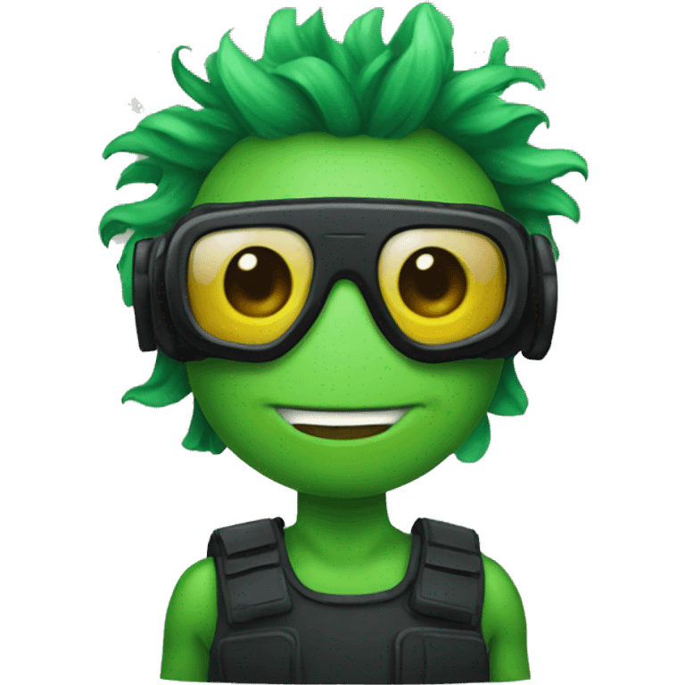 a green hair frogman emoji