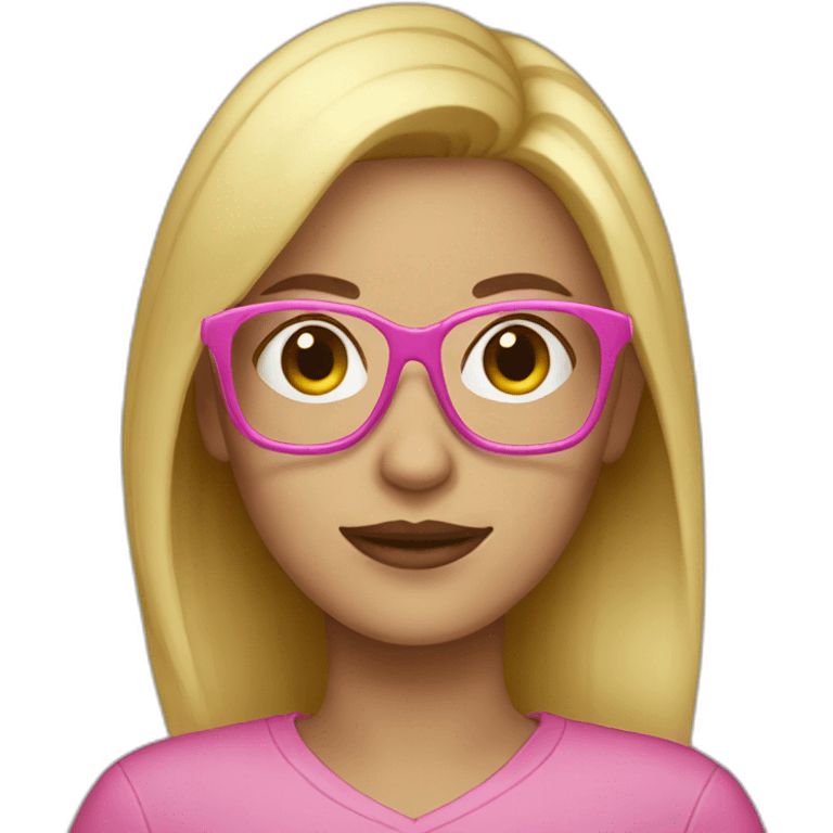 Blond woman pink glasses emoji