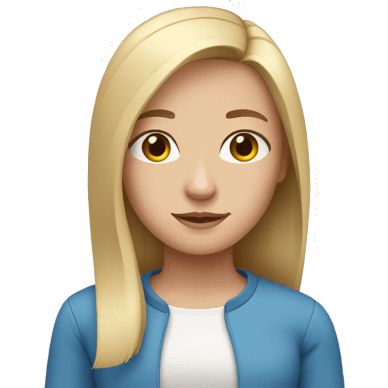 girl with shoulder-length blond straight hair, blue eyes, emoji should include shoulders emoji