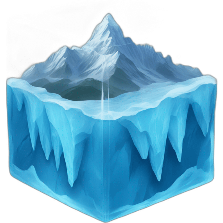 mountains in a blue ice cube emoji