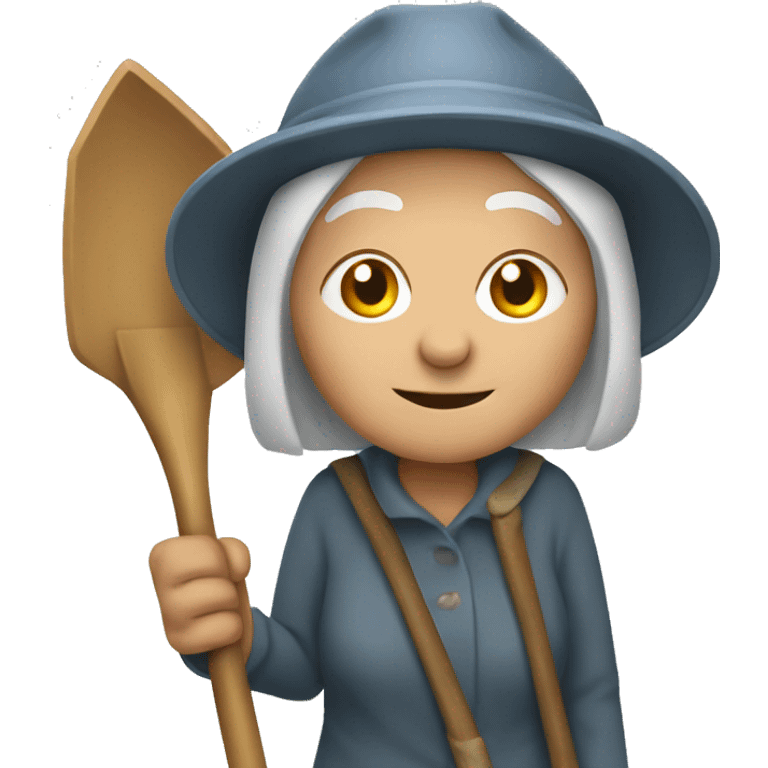 an old woman with a shovel  emoji