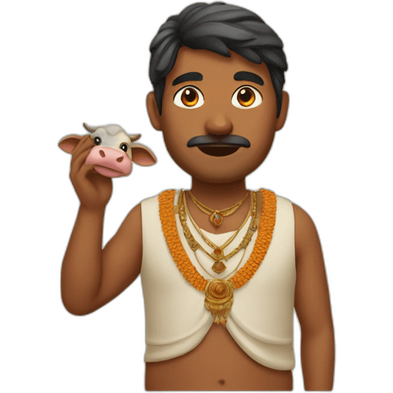 Indian guy with a cow  emoji