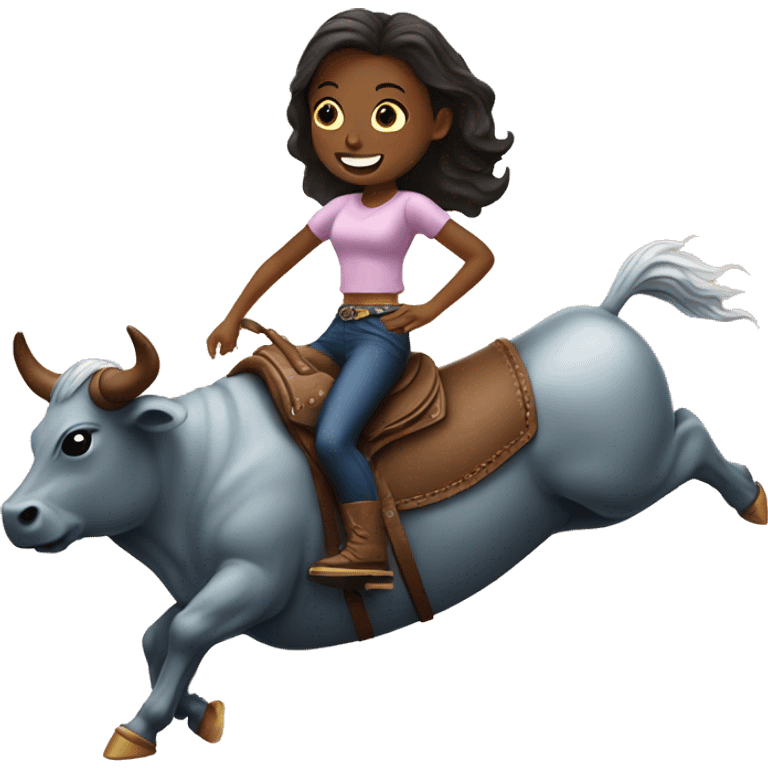 girl riding mechanical bull emoji