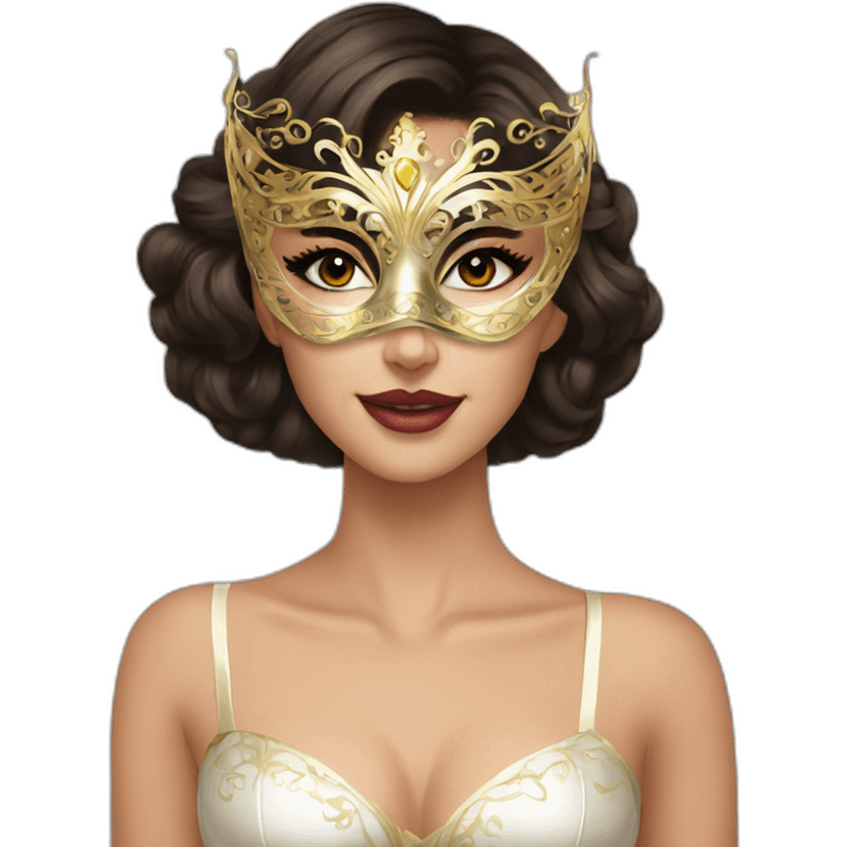 Masquerade beautiful brunette emoji