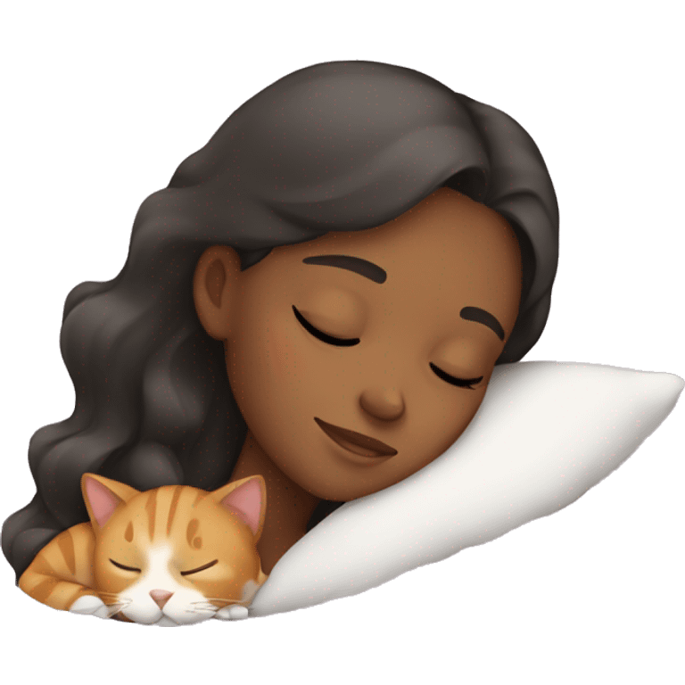 girl sleeping with a cat emoji