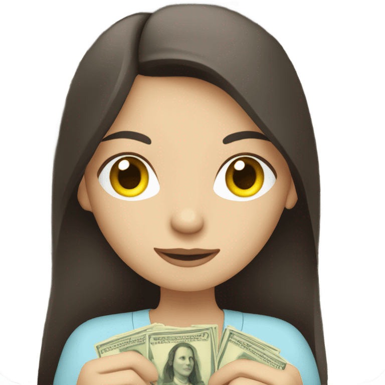 White brunette woman counting money emoji