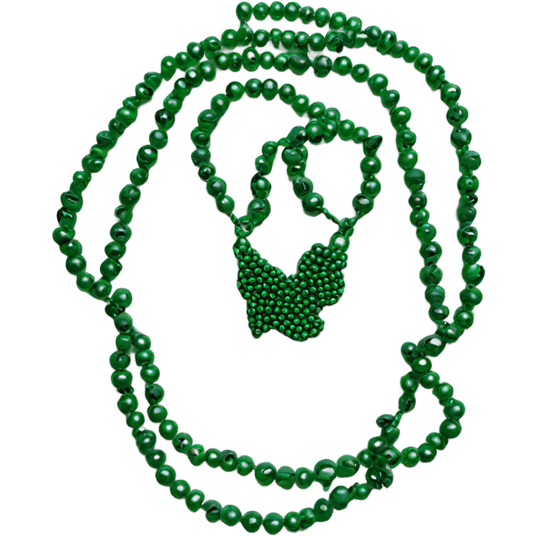 Dark green immunity necklace Mardi Gras beads emoji