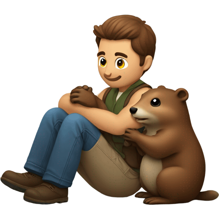 Man in love with a beaver emoji